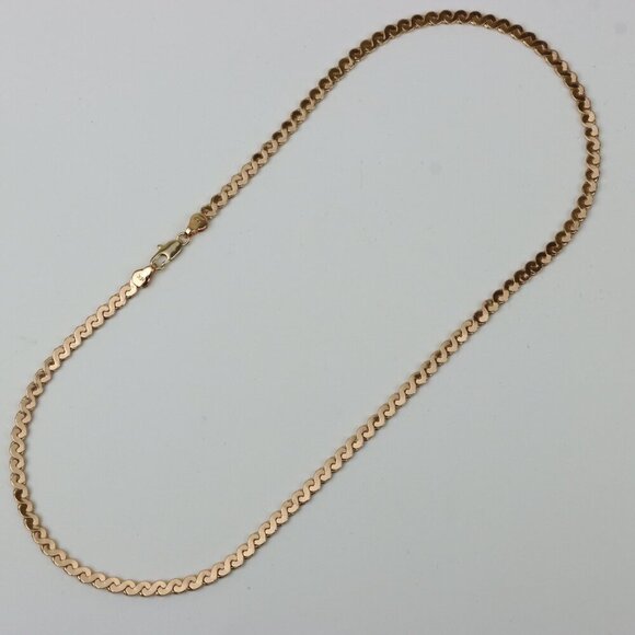 Elegant Rose Gold Wave Chain Necklace High-Gloss Finish, XPNL0260 - Picture 1 of 9
